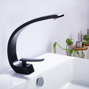 Mitigeur eau chaude et froide en <span class=keywords><strong>cuivre</strong></span> noir, <span class=keywords><strong>robinet</strong></span> de salle de bain sans contact à valve céramique, nouveau design, <span class=keywords><strong>robinet</strong></span> de lavabo à poser, best-seller - Product Image 2