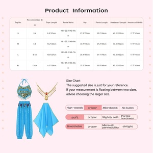 Tenue de danse du ventre pour filles de 2 à 14 ans, Costume de spectacle sur scène, haut court avec pantalon, foulard, couvre-chef, déguisement Cosplay, spectacle de danse - Product Image 6