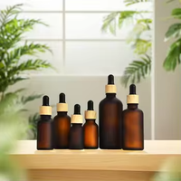 Flacon compte-gouttes en verre mat 5ml 10ml 15ml 20ml 30ml 50ml 100ml avec bouchon compte-gouttes motif bois, vide, pour huiles essentielles et sérums