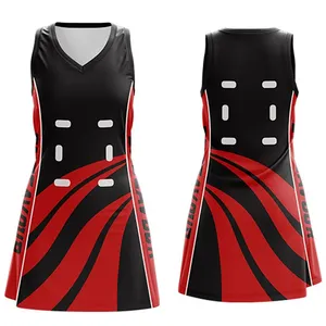 Custom 95% polyester 5% spandex lycra fabric red orange netball dress