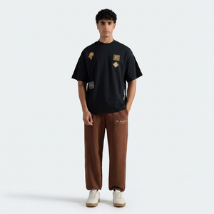 Camiseta Negra de Manga Corta para Hombre, Cuello Redondo, Talla Grande, 100% Algodón Jersey, Informal, Transpirable, Ecológica, con Logotipo Frontal - Product Image 1