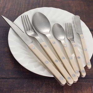 Cubiertos al por mayor con mango de plástico ABS cubiertos de acero inoxidable Retro antiguo <span class=keywords><strong>mate</strong></span> cubiertos a la piedra - Product Image 6