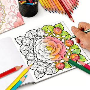 Cuaderno Creativo para Colorear Personalizado, Libro de Colorear Duradero con Diseño de Flores y Mandalas, Libro Impreso para Niños y Adultos, Regalo para Aliviar el Estrés - Product Image 2