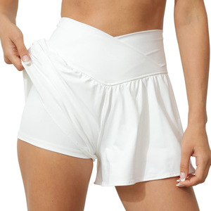 <span class=keywords><strong>Pantaloncini</strong></span> sportivi estivi da donna <span class=keywords><strong>culotte</strong></span> ad asciugatura rapida a vita incrociata Anti-Walking Culottes per correre Leggings solidi per Fitness Yoga - Product Image 2