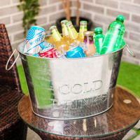 Grand bac à boisson ovale moderne en acier galvanisé pour boissons Baignoire à vin sur pied Baignoire à bière pour la fête à la maison Refroidisseur décoratif Seau à glace