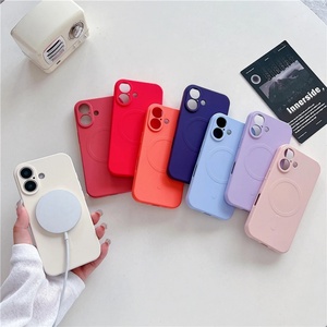 Colorful Liquid Silicone Phone <b>Case</b> for iPhone 16 Pro Max 15 Plus 14 12 13 11 Pro X XS Max 7 <b>Wireless</b> <b>Charge</b> Magnetic TPU Cover - Product Image 2