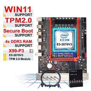 NOUVEAU <span class=keywords><strong>Kit</strong></span> <span class=keywords><strong>PC</strong></span> X99-P3 compatible avec le <span class=keywords><strong>d</strong></span>émarrage sécurisé Win11, 4 emplacements DDR3 pour la RAM, combo Intel Xeon E5 2676 V3 TPM2.0, carte mère X99 DDR3 - Product Image 1