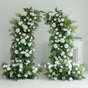QDROYAL Ensemble d'arche florale en corne de cerf rouge <span class=keywords><strong>bordeaux</strong></span> foncé, arrangement de fleurs artificielles de luxe fait main pour cérémonie de mariage - Product Image 5