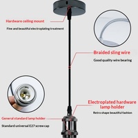 Lámpara de Araña Metálica Risinglights, Portalámparas para Bombilla LED Edison, Colgante Retro, Rosca Grande E27, 220V, Tungsteno, 2 Años de Garantía