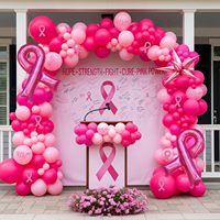 Kit de Guirnalda de Globos de Látex al por Mayor, Tema de Salud, Cinta Rosa, Conciencia sobre el Cáncer de Mama, Decoración para Eventos Benéficos y Fiestas, Personalizable