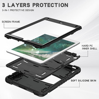 Üç katmanlar combo defender silikon kılıf için kickstand ile iPad 9.7 2017 2018 evrensel