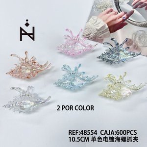 Fermacapelli a Forma di Conchiglia 10,5 Cm, Clip per Capelli Monocolore Elettroplaccate - Product Image 3