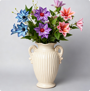 Piccoli fiori di loto artificiali Clematis soggiorno decorazioni floreali luce fiori di seta di lusso - Product Image 2