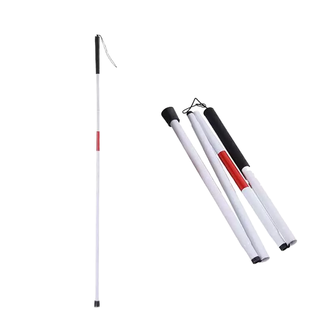 Hot Sale Foldable Portable Aluminum Alloy 4-Fold Adjustable Height Walking Cane with 300 lb Load Capacity for Blind People