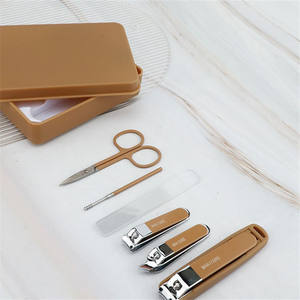 Ensemble de coupe-ongles en acier inoxydable 5 en 1 en vert, rose, jaune, marron, citron, outil de manucure et de pédicure, boîte de rangement de qualité supérieure - Product Image 3