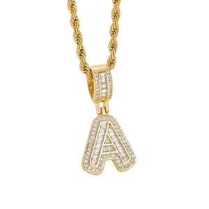 Collana con Ciondolo Hip Hop con 26 Lettere, Zirconi Baguette, Ciondoli con Lettere dalla <span class=keywords><strong>A</strong></span> alla <span class=keywords><strong>Z</strong></span> per Gioielli Fai-da-Te, Tendenza Moda Femminile 2025 - Product Image 6