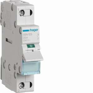 SBN125 ปรับแต่งได้ด้วยสวิตช์แบบไม่อัตโนมัติของ Hagers 1P 25A 230V AC 1 DIN โมดูล - Product Image 1