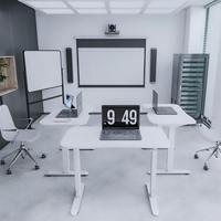 Bureau d'ordinateur portable roulant OMNI moderne en acier et bois pour bureau ou table de chevet avec roulettes et design pliable peu encombrant