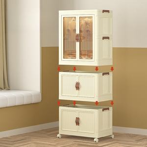 Armoire de rangement pliable domestique moderne 56cm de longueur armoire pour bébé boîtes de rangement pliantes en PP organisateur roues en plastique carré - Product Image 4