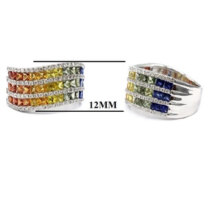 Fine Jewelry Lot Free Shipping Rainbow Exaggerated 18k White Gold High Quality Luxury High End Wedding Blue Sapphire Ring - Product Image 2