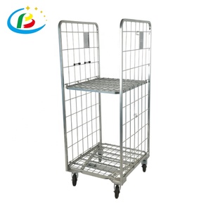 <span class=keywords><strong>Carro</strong></span> de malla metálica plegable de acero galvanizado de alta resistencia con ruedas para logística de almacén - Product Image 3