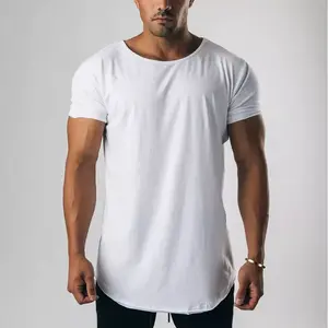 Summer men fashion cotton extended t shirt longline hip hop tee shirts made in china