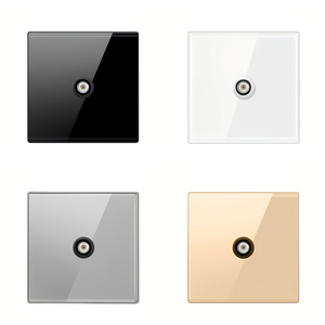 Glass Bảng điều chỉnh Tường <span class=keywords><strong>TV</strong></span> ổ cắm truyền hình Ổ cắm Retro tinh tế giấu cài đặt 110-250V đen/trắng/xám/vàng - Product Image 1