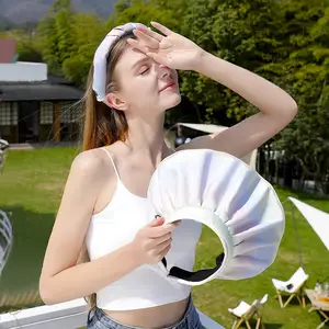 Topi tabir surya wanita, topi pelindung terik matahari dua lapis, masker wajah berkendara teduh atas kosong JL-65 besar perlindungan UV luar ruangan musim panas