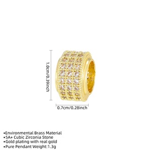 Cuentas de circonita microincrustadas, cuentas cilíndricas de cobre, accesorios de joyería DIY, cuentas de orificio grande - Product Image 3