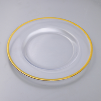 Assiettes de charge en verre 13 \ "écologiques en gros d'usine, bordure transparente en or rose blanc noir pour décorations de mariage