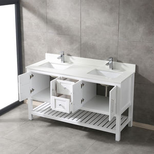 Mueble de Baño Moderno de Madera Maciza y Contrachapada Resistente al Agua con Espejo Enmarcado, Lavabo de Cerámica, Lavabos Dobles, Hecho en Vietnam - Product Image 6