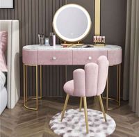 Table de toilette moderne de luxe avec miroir, tiroirs de rangement pour chambre à coucher, table de maquillage en bois