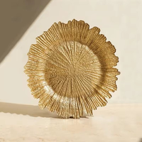 Assiettes de présentation de luxe en plastique motif Corail Doré pour mariages, banquets, événements et décoration de table à domicile
