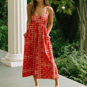 Mono Elegante con Tirantes y Escote en V, Estampado Hawaiano, Holgado, para Mujer, Venta al por Mayor de Fábrica, Mono Personalizado de Algodón Orgánico - Product Image 5