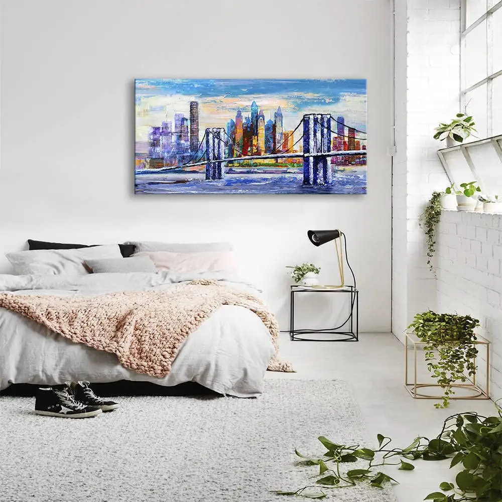 Abstrakte Stadtbild Leinwand Wand kunst Malerei bunte NYC New York City Skyline Leinwand druckt Poster Kunstwerk für Wohnkultur