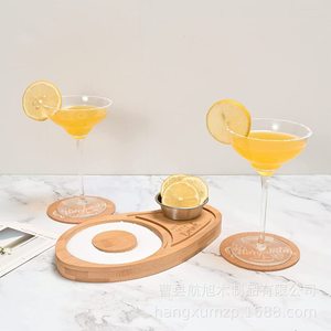 Plato de madera Hangxu para sal con azucarero, herramienta de bar para cócteles, bandeja de madera maciza reutilizable, diámetro superior a 10 cm - Product Image 3