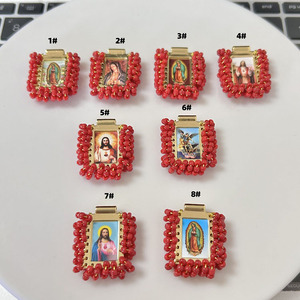 JS1822 fait à la main graine perlée or vierge marie Madonna scapulaire pendentif breloques bracelets religieux scapulaire fournitures catholiques - Product Image 2
