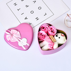 Heart-shaped Mothers Day <b>Gift</b> 3pcs Soap Rose Flowers Bear <b>Gift</b> <b>Box</b> Preserved Flower for Valentines Day <b>Gift</b> - Product Image 3