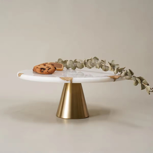 Hot Selling <strong>Cake</strong> Holder Lazy Susan Rotating Tray Wedding Metal Base <strong>Marble</strong> Top <strong>Cake</strong> <strong>Stand</strong> - Product Image 5