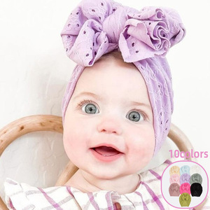 Casquette pour bébé de style européen et américain Nouveau pull à nœud rayé pour les tout-petits <span class=keywords><strong>Turban</strong></span> à mailles fines d'inspiration indienne pour l'hiver et l'été - Product Image 3
