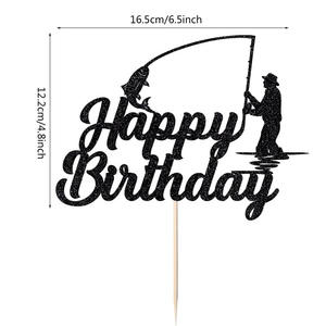 Anniversaire de <span class=keywords><strong>pêcheur</strong></span> joyeux réutilisable Cupcake Cake Toppers thème de pêche fête d'anniversaire décoration autocollant - Product Image 2
