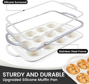 MUYULINS factory 12-cup <b>pan</b>, metal reinforced frame, regular size, with <b>handle</b>, non-stick silicone cake mold - Product Image 2