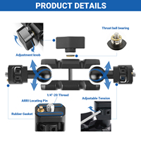 NOUVEAU Bras Magique pour Appareil Photo avec Double Rotule et Vis 1/4'' en Aluminium, Support de Caméra Rotatif à 360° °   Rotation pour moniteur/lumière LED/cage