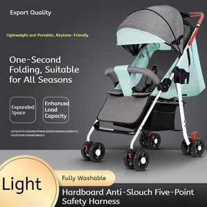 Cochecito <span class=keywords><strong>de</strong></span> bebé <span class=keywords><strong>de</strong></span> lino <span class=keywords><strong>de</strong></span> cuatro ruedas <span class=keywords><strong>para</strong></span> niños, carrito plegable ligero con función <span class=keywords><strong>de</strong></span> sentarse y acostarse, coche con un clic - Product Image 5