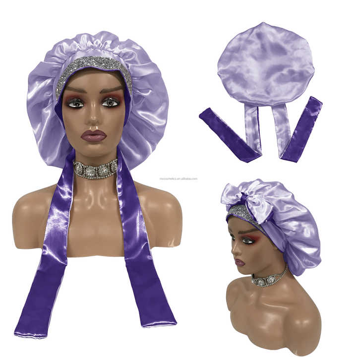 Wholesale Double Layer Sleeping Bonnet with Diamond Silk Designer