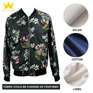 Giacca Bomber da Uomo con Stampa Floreale, Colletto Alto, Chiusura a Zip, Leggera Antivento, Casual, Motivo Floreale <span class=keywords><strong>Nero</strong></span>, Stile Baseball - Product Image 6