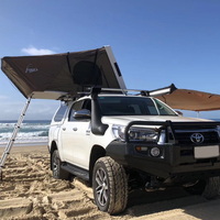 Tente de toit rigide pliable en toile imperméable avec échelle télescopique en aluminium, une chambre, pour 4x4 tout-terrain et expéditions.