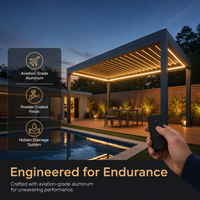 Pergola bioclimatique réglable en aluminium pour l'extérieur, gazebo, pavillon, structure motorisée moderne de luxe, taille personnalisable