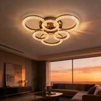 Plafonnier LED en acrylique doré JACKSUN 23,62'' Lumière tricolore Dimmable avec télécommande Plafonnier central pour salon