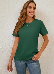 महिलाओं के प्यारे सूती क्रू गर्दन छोटी आस्तीन गर्मियों की टी-शर्ट ठोस ढीली - Product Image 4